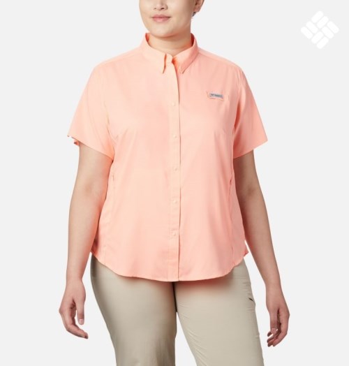 Women's Columbia PFG Tamiami II Short Sleeve Shirts Pink | Plus Size CA-Z3L5C